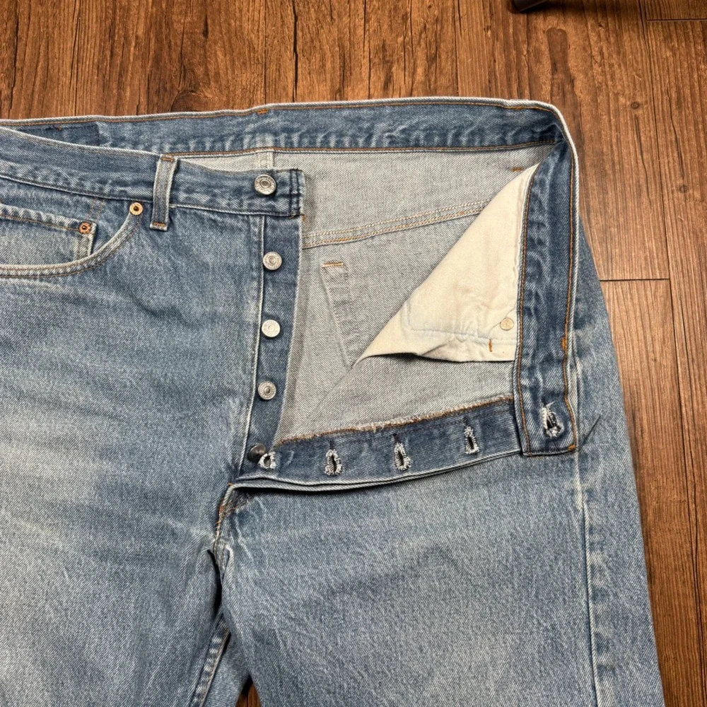 Vtg 90s Levis 501 Jean Mens 38x30 (36x27) Blue Denim Straight Leg Button Fly USA